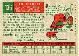 1959 Topps Baseball Cards      136     Jim O Toole RS RC